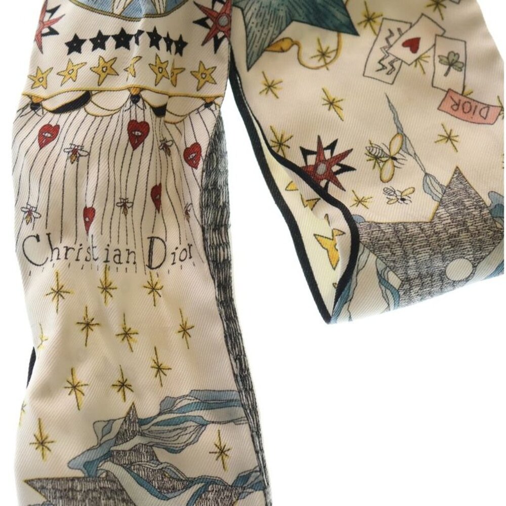 Christian Dior Mitzah Silk Scarf Tarot Card White 76 Mta106 I640 c015 - Picture 2 of 6